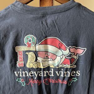 Vineyard Vines Youth Boys XL 18 Merry Christmas Santa Whale Long Sleeve T-Shirt